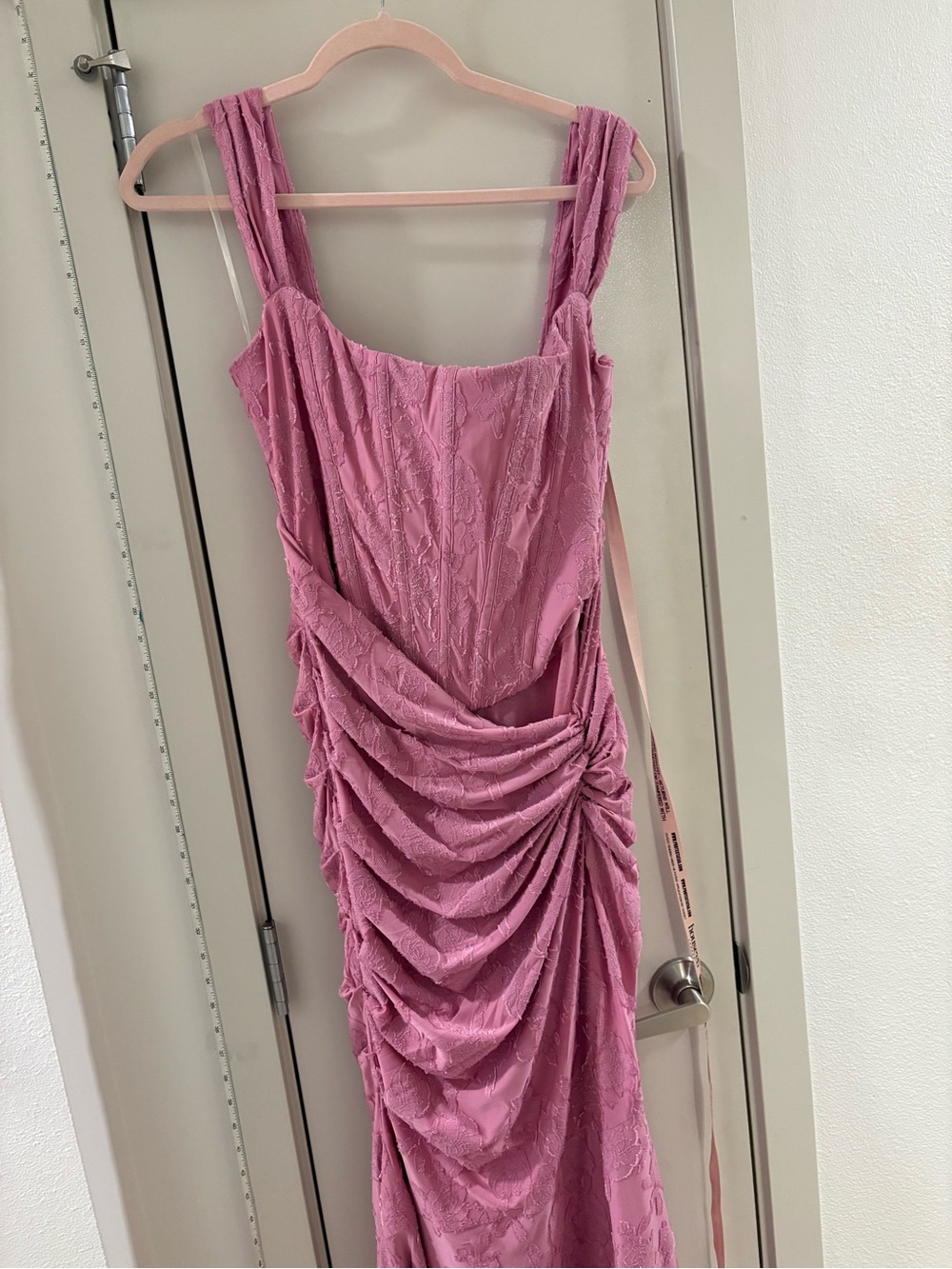 House of CB Dusty Rose Ruched Maxi Dress